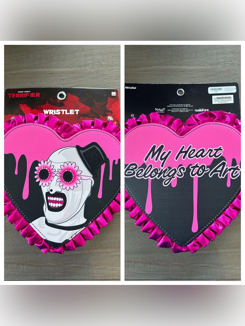 Spirit Halloween Terrifier Art the Clown Pink Heart Wristlet Bag